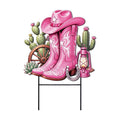 Amyhill Western Cowgirl Outdoor Decor Pink Boot Metal Garden Stakes 24 Inch