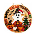 Halloween Decorations - Happy Hallothanksmas Wooden Sign for Front Door