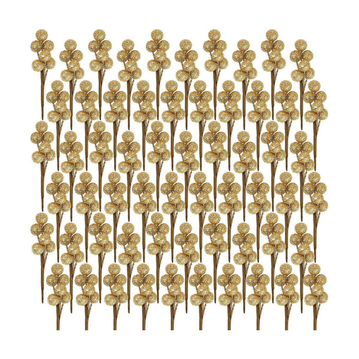 Tatuo 360 Pcs Glitter Gold Holly Berries on 60 Stems, Christmas Winter