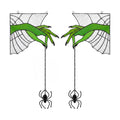 Junkin 1 Pair Halloween Stained Glass Window Door Corner Panel, 9 x 9 in