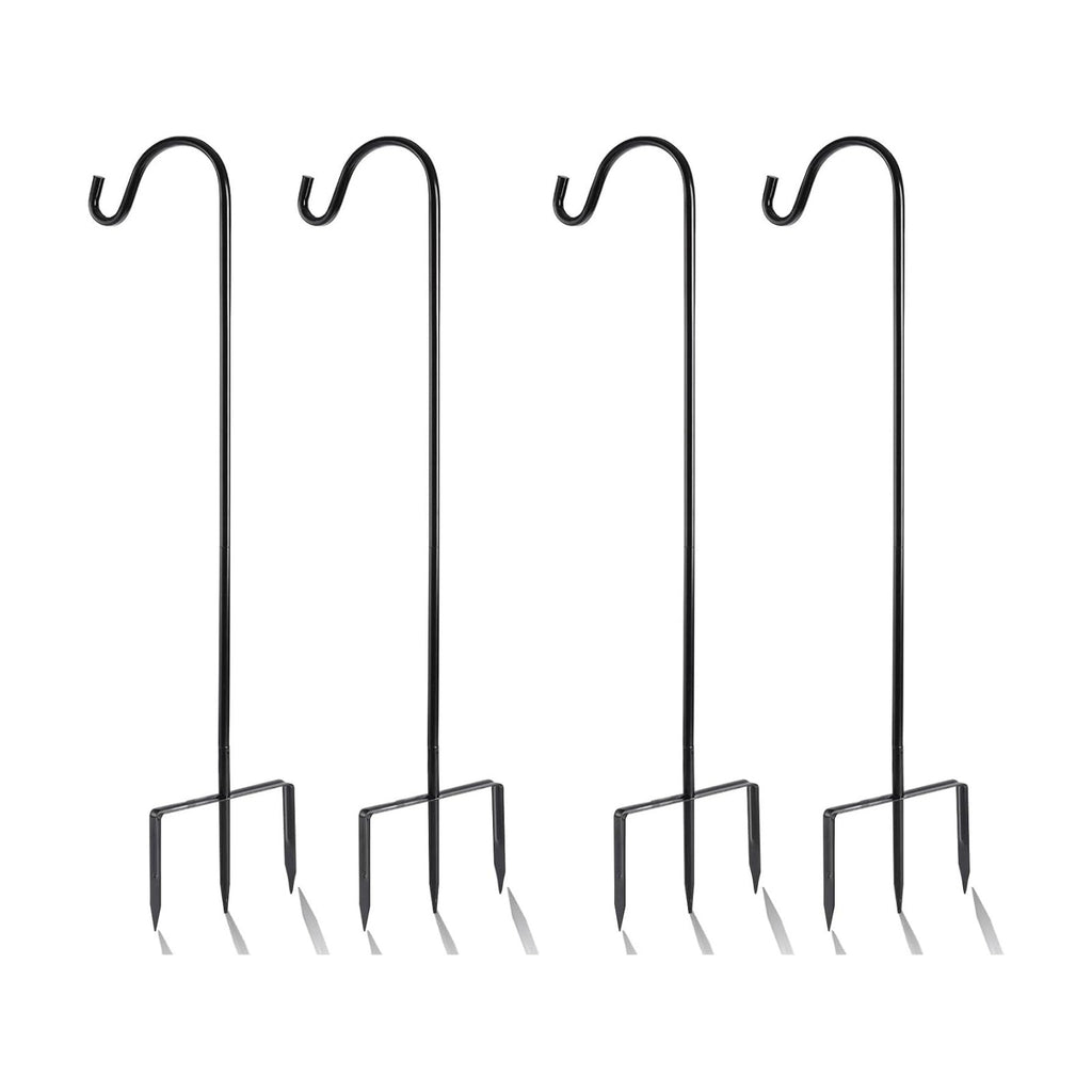 EXCMARK 4 Pack Shepherd Hook Adjustable Height 31/24/16’’ 1/2 inch Thick Use at Weddings, Hanging Solar Lights, Lanterns, Bird Feeders, Metal Hanger Hook (Black, 31 inch). U.S. Patent.