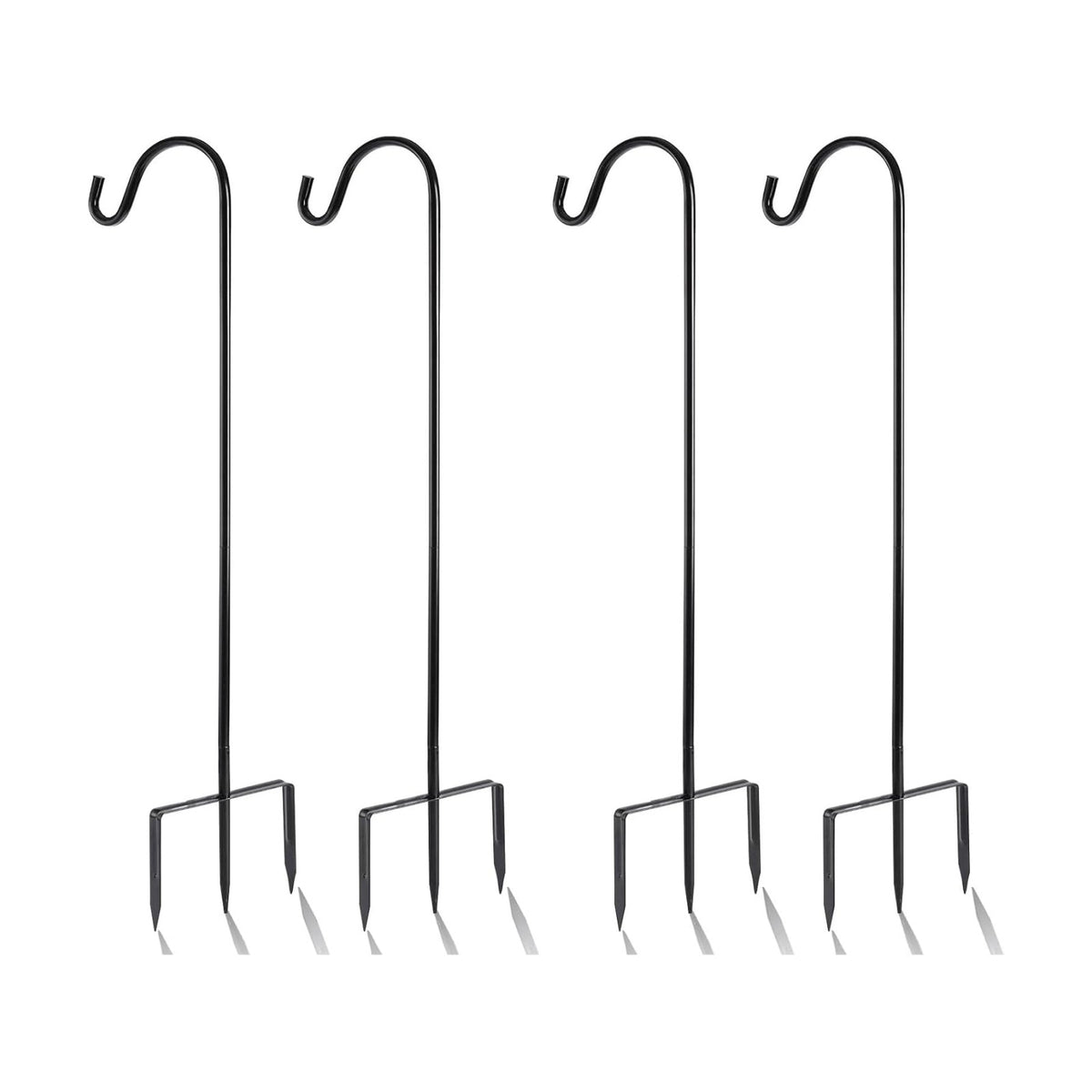 EXCMARK 4 Pack Shepherd Hook Adjustable Height 31/24/16’’ 1/2 inch Thick Use at Weddings, Hanging Solar Lights, Lanterns, Bird Feeders, Metal Hanger Hook (Black, 31 inch). U.S. Patent.