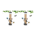 Kingsyard Metal Bird Feeders for Outdoors Hanging, Tube Bird Feeder with 6 Feeding Ports, 15 Inch, Chew-Proof & Weatherproof, Black (Pack of 2)