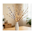 DK177 2Pack Warmlight + 2Pack Whitelight Led Branch Light Battery Operated Lighted Branch Vase Filler Willow Tree Artificial Little Twig Power Brown 30 Inch 20 LED for Home Decoration