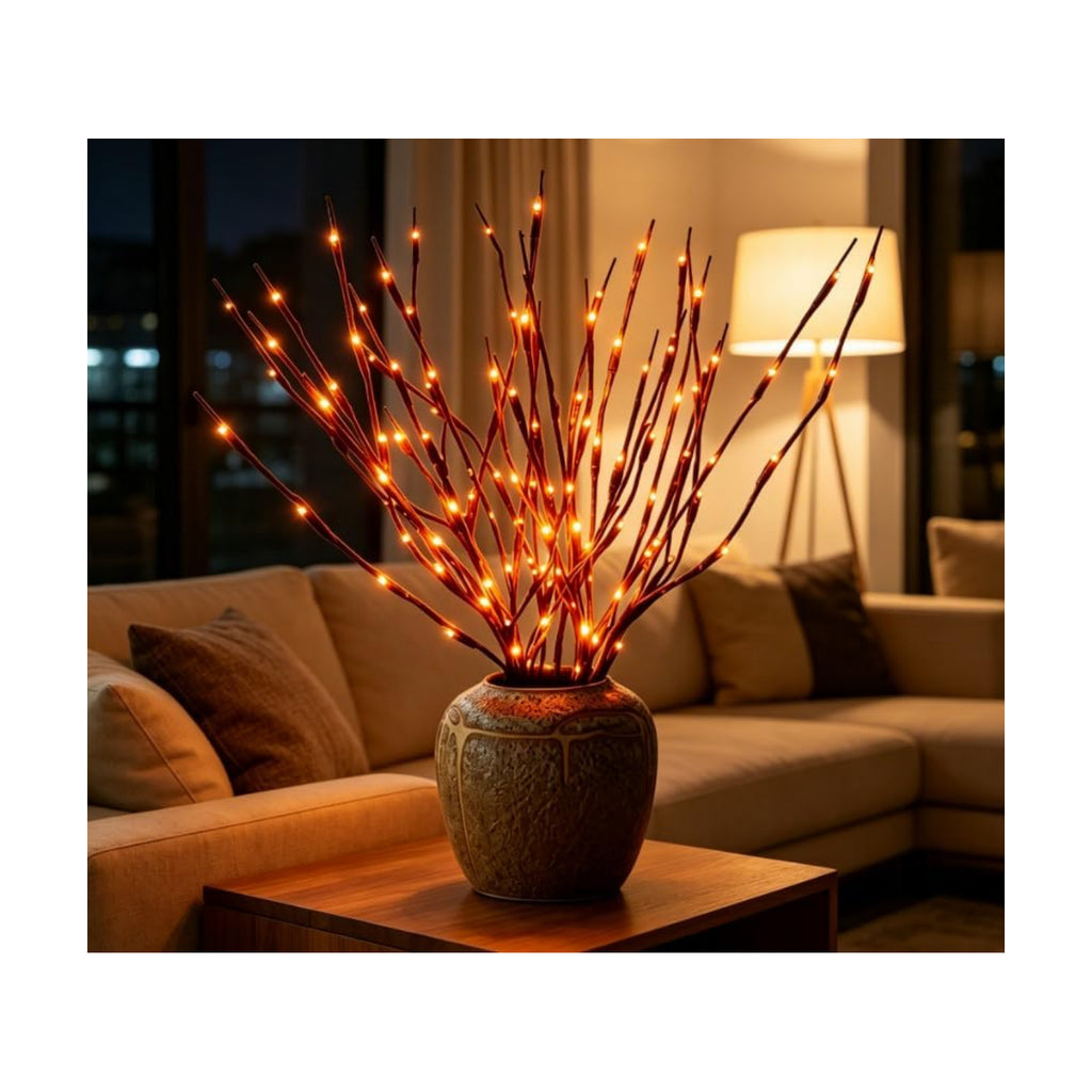 DK177 4Pack Led Branch Light Battery Operated Lighted Branch Vase Filler Willow Tree Artificial Little Twig Power Brown 30 Inch 20 LED for Home Romantic Decoration, 4Pack Orenge-Light