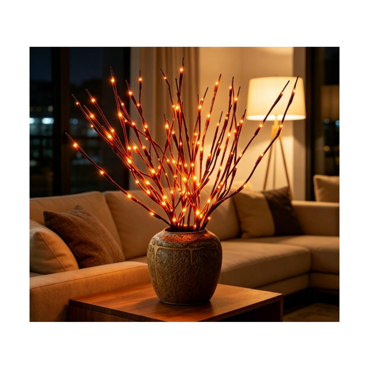 DK177 4Pack Led Branch Light Battery Operated Lighted Branch Vase Filler Willow Tree Artificial Little Twig Power Brown 30 Inch 20 LED for Home Romantic Decoration, 4Pack Orenge-Light