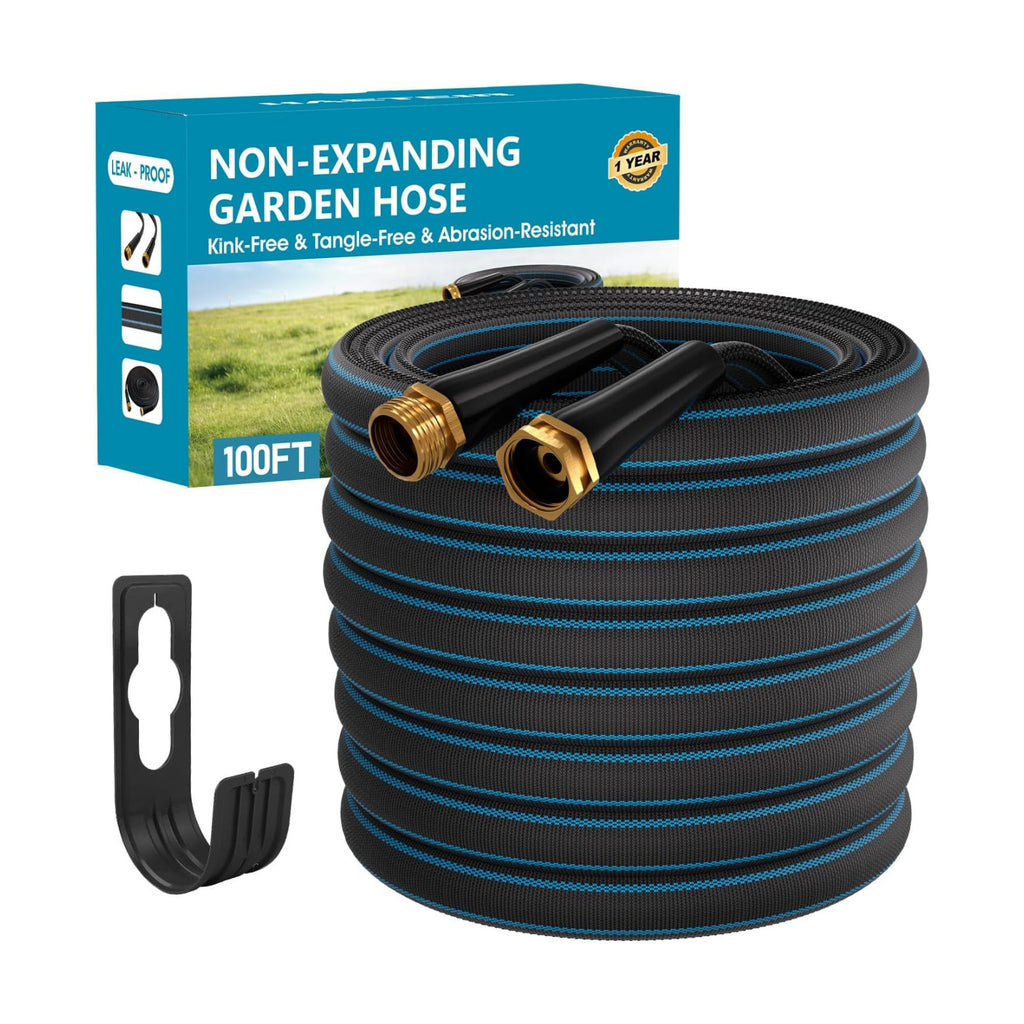 100FT Non-Expanding Garden Hose, Ultra Lightweight Water Hose, Kink-Free, Burst-Resistant, Durable & Flexible Hose