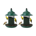 Finch Feeder - All-Metal Squirrel Proof Thistle Nyjer Seed Bird Feeder for Outdoors, 2.5LB Capacity, Powder-Coated Rust Resistant Mesh Design for Goldfinches & Small Birds Green (Pack of 2)