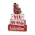 Yousoontic Valentine's Day Highlandcow Block Sign Rustic Tiered Tray Decor