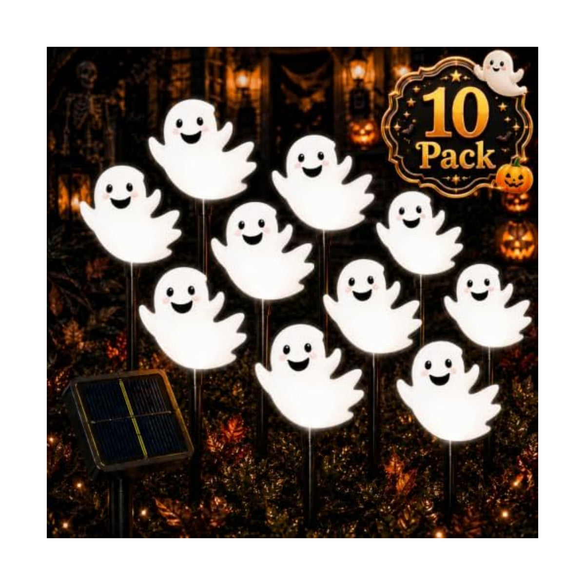10 Pack Halloween Decorations Outdoor Pumpkin Moon Garden (Floating Ghost)
