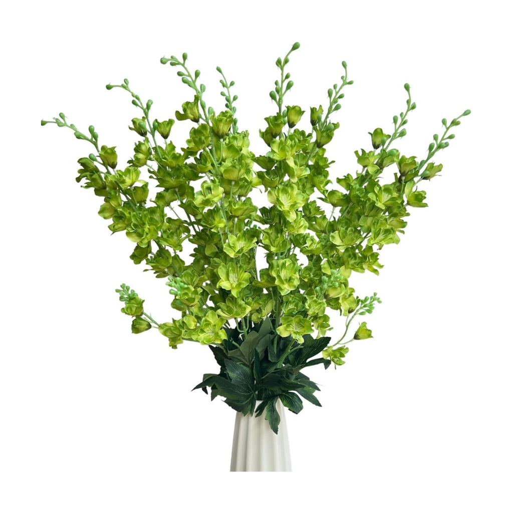 8 pcs Green Delphinium Artificial Flowers, 34.25'' Larkspur Artificial Flowers Silk Fake Flowers Long stem Faux Flowers for Tall Vase Home Wedding Garden Table Decor (Green)