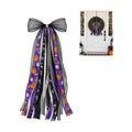 Halloween Wreath Sash Front Door Ribbon Bow Purple Streamer Decor