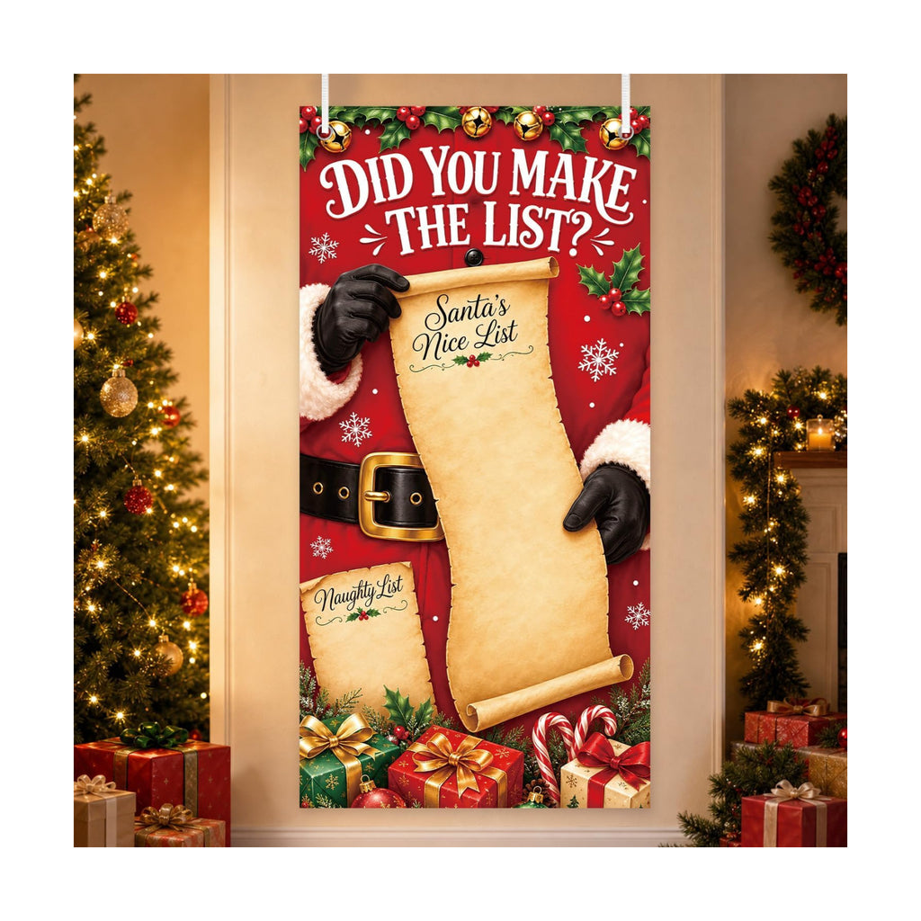 Christmas Gift List Door Cover 71x35 Inch Decorations