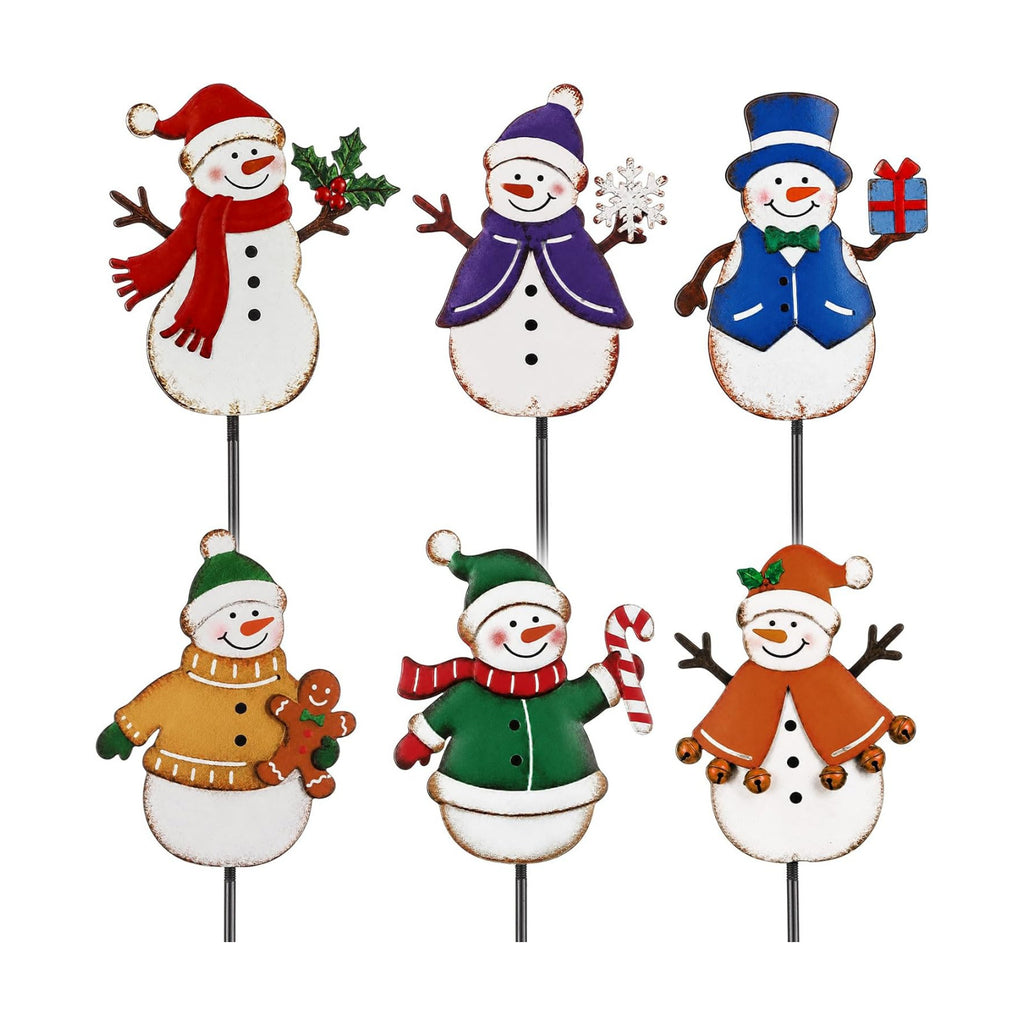 Shimeyao 6 Pcs Garden Stakes Plant Stakes Yard Signs, Snowman