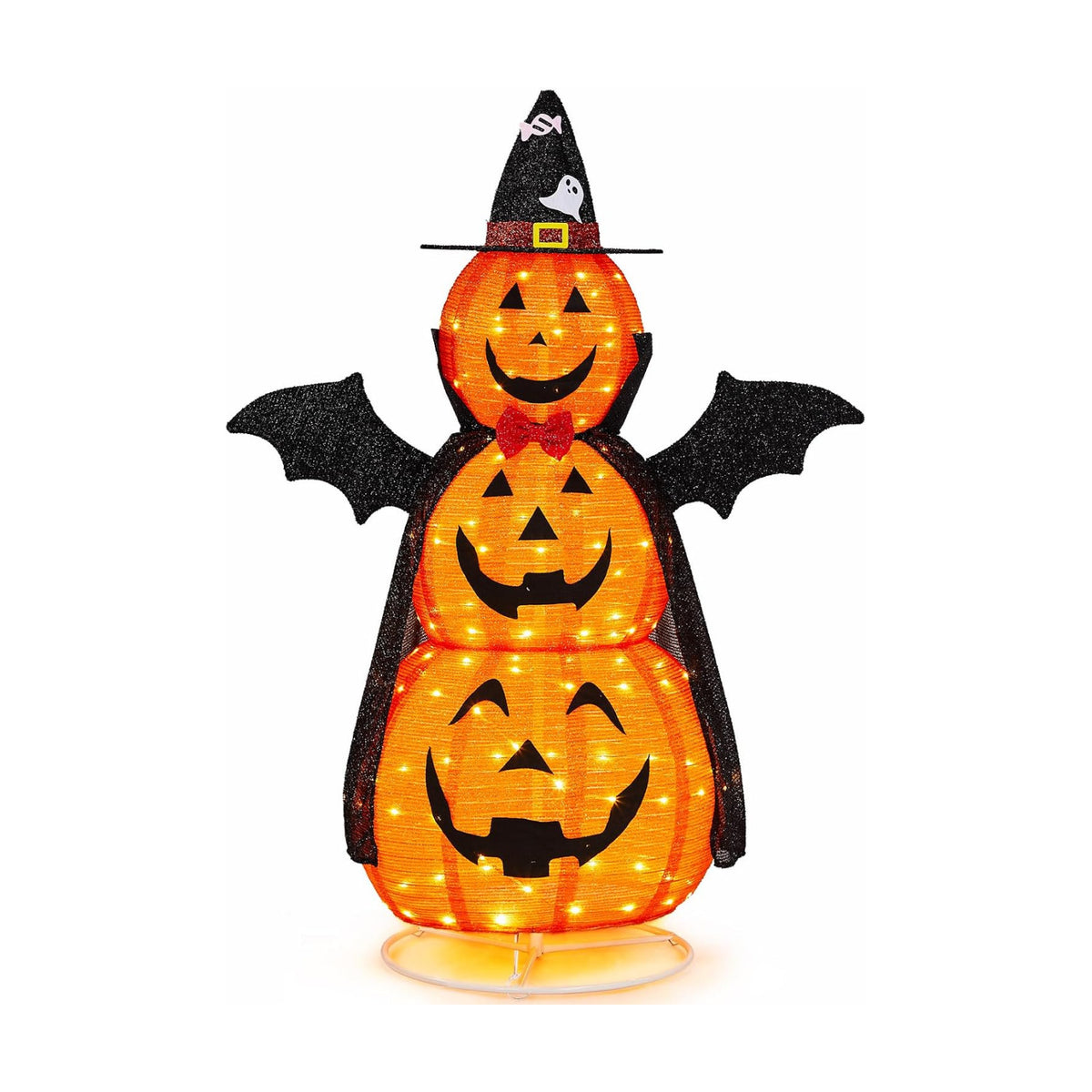 5 FT Halloween Lighted Pumpkins Outdoor, Jack-o'-Lantern, 130 LEDs