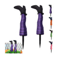 2 Pack Halloween Wicked Witch Legs, Upside Down Stripe Legs Yard Stakes Outdoor，Purple