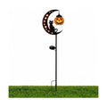 Solar Halloween Black Cat & Pumpkin Moon Garden Stake Light, Jack-o'-Lantern Lantern Solar Outdoor Waterproof LED Yard Decoration with Crescent Moon, for Garden, Patio (Style A)