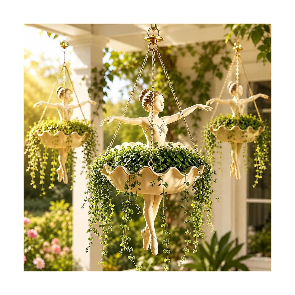 Ballerina Hanging Planter, Ballet Dancer Flower Pot For Plants，1：Large | Whimsical Design; Durable Chain; For Indoor &