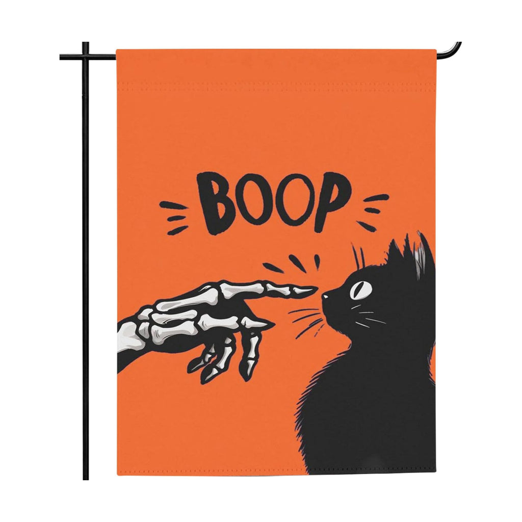 Halloween Garden Flag 12×18 Inch Black Cat Double Sided Linen Yard Flag
