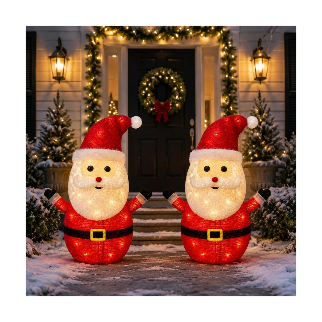 2 Pack Lighted Christmas Santa Outdoor Decorations, 45 LEDs, 2 Modes
