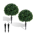 Goplus 27" Artificial Boxwood Topiary Trees Set of 2 with Ground Spikes