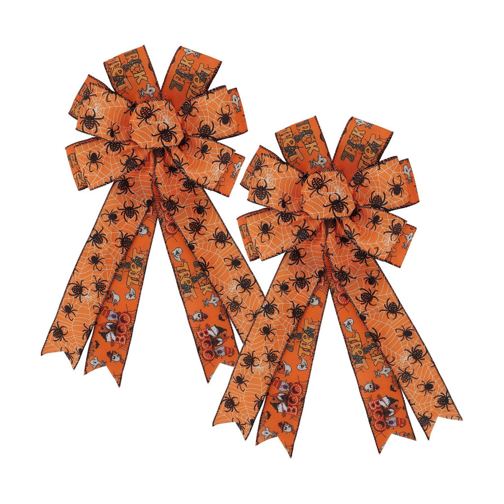 2PCS Large Halloween Wreath Bows for Indoor Outdoor Tree Topper Wall Decor