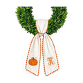 Halloween Pumpkin Wreath Sash Fall Front Door Orange Bow Decor Soft Cotton Feel Fabric Raised Embroidery Scalloped Trim Seasonal Accent Initials (K)
