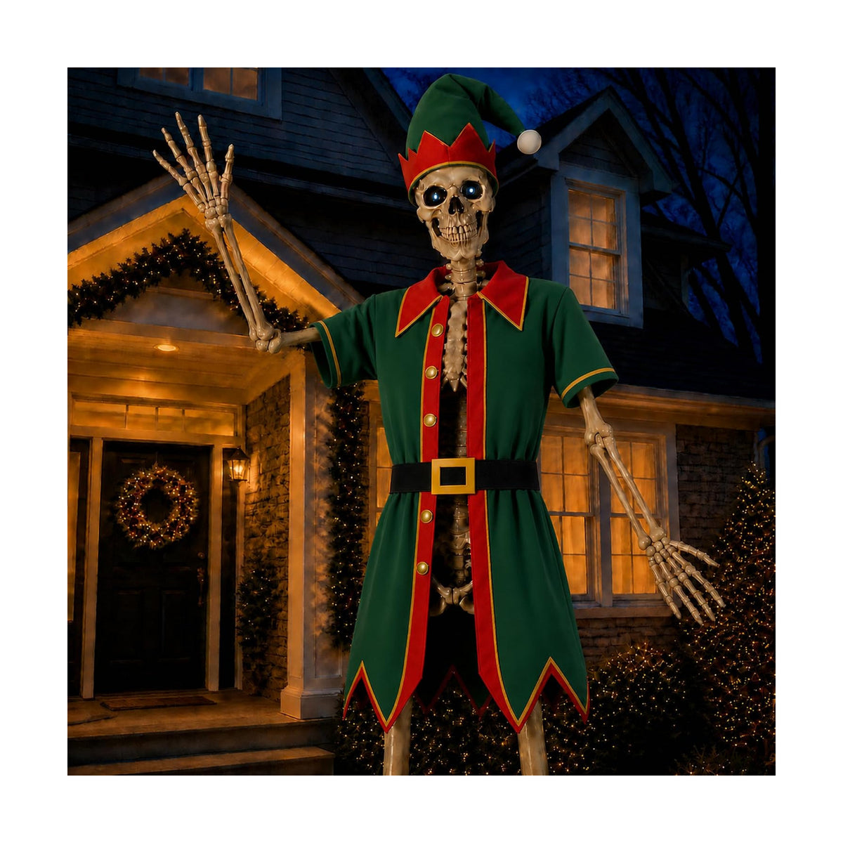 3 Pcs Elf Cloth for 12 Ft Skeleton Outfit Outdoor Christmas Yard Decor