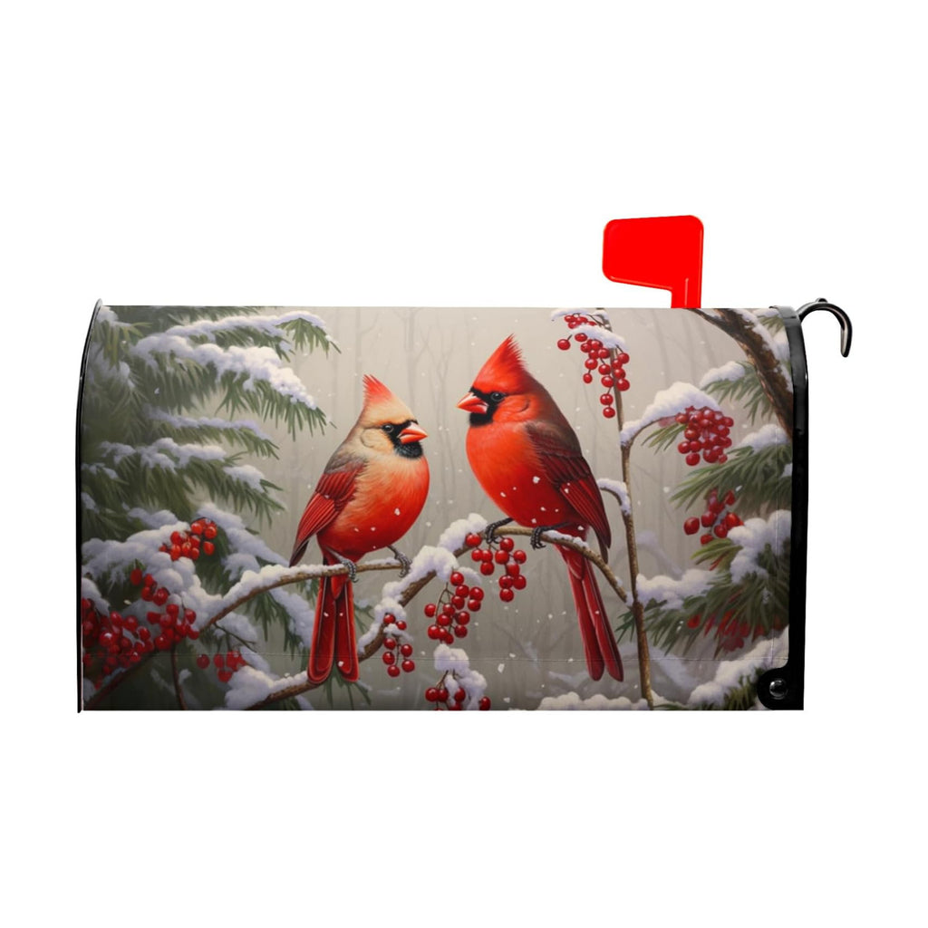 Winter Cardinal Mailbox Covers Magnetic Standard Size 18 X 21