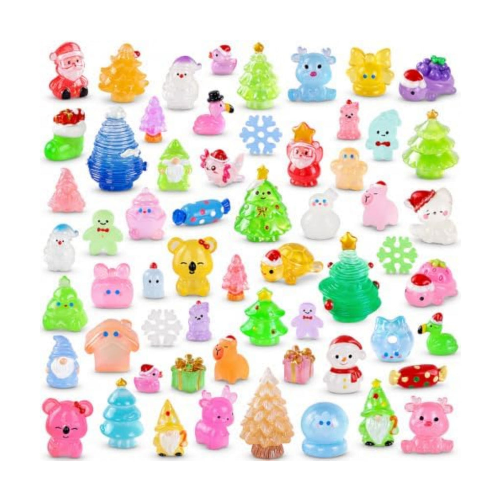 DIYDEC 60PCS Luminous Chistmas Resin Figures Toys Miniature Garden Decor