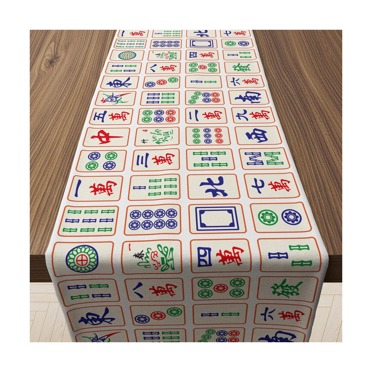 Mahjong Decor - Chinese Mahjong Tiles Game Themed Table Runner