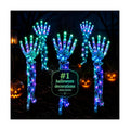 Solar Halloween Decorations Outdoor Light up Chains Skeleton Powered Yard Lights Skull Pathway Ground Breaker Stake Witch Glowing Cauldron for Spooky Haunted Garden Festive Themed Display