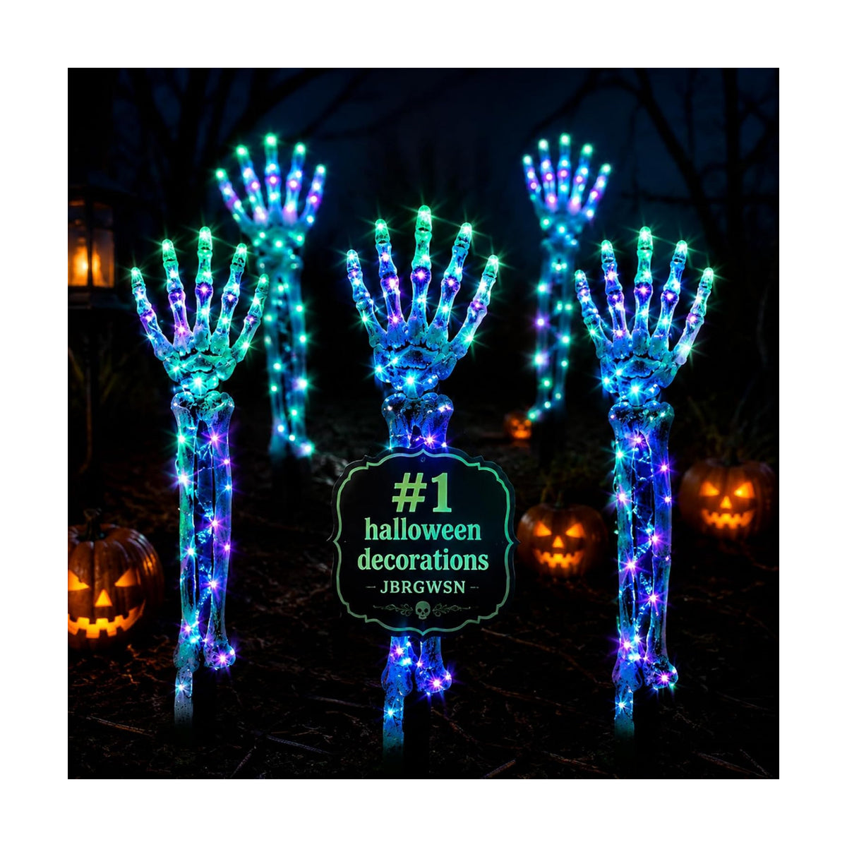 Solar Halloween Decorations Outdoor Light up Chains Skeleton Powered Yard Lights Skull Pathway Ground Breaker Stake Witch Glowing Cauldron for Spooky Haunted Garden Festive Themed Display