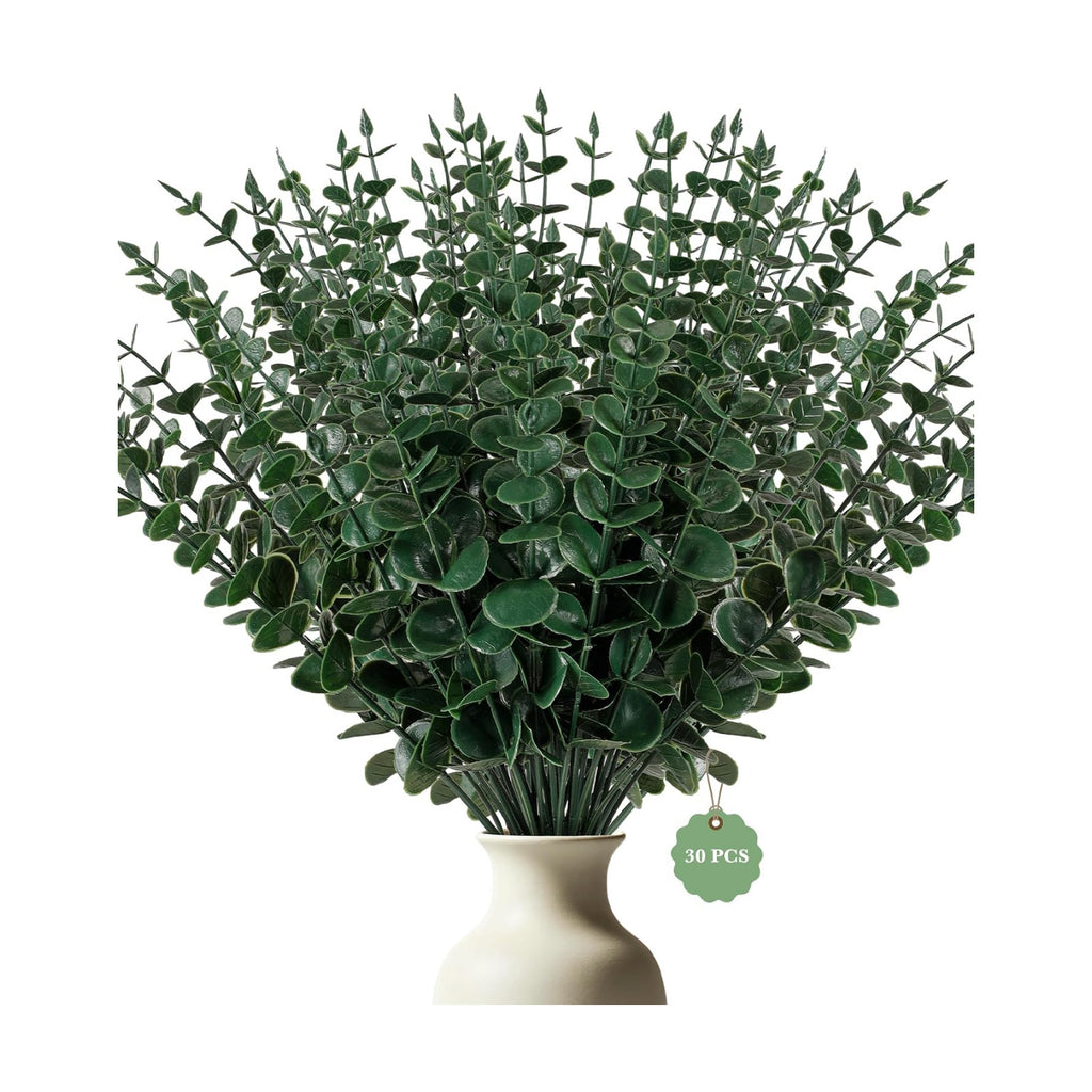30pcs Artificial Eucalyptus Stems Eucalyptus Leaves,Fake Eucalyptus Plants