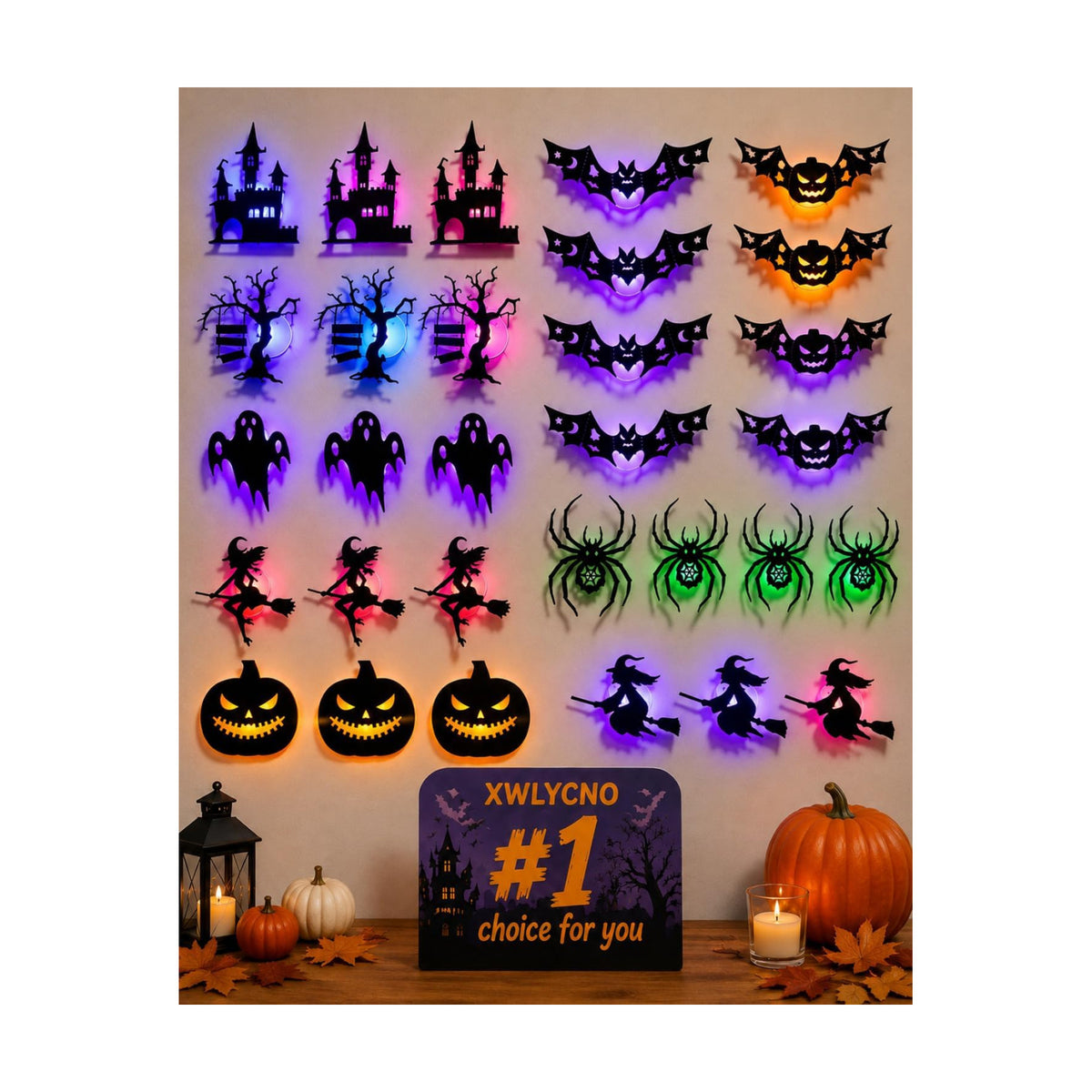 Halloween LED Wall Decor Lights 3D Light up Bats Silhouettes Decoration