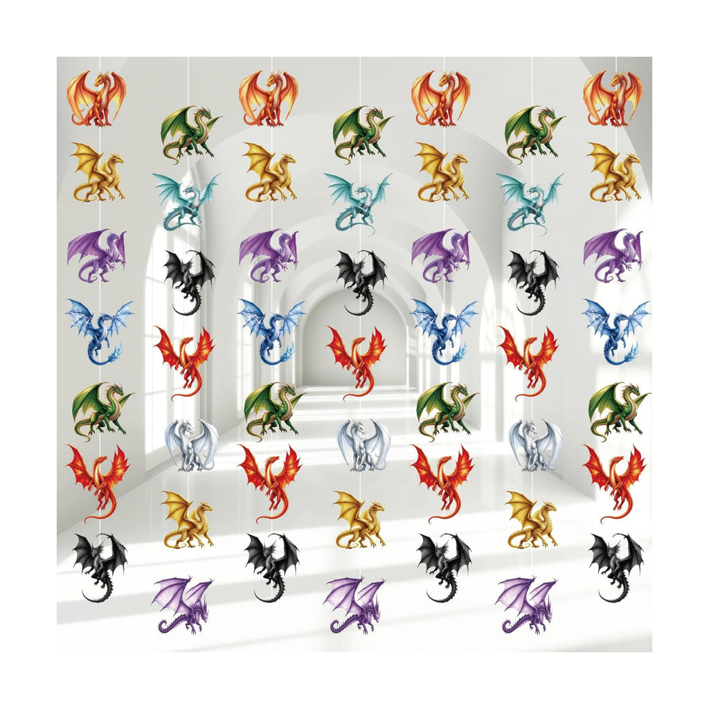 Xinnun 8 Pcs Dragon Party Decorations Dragon Hanging Banners Garland