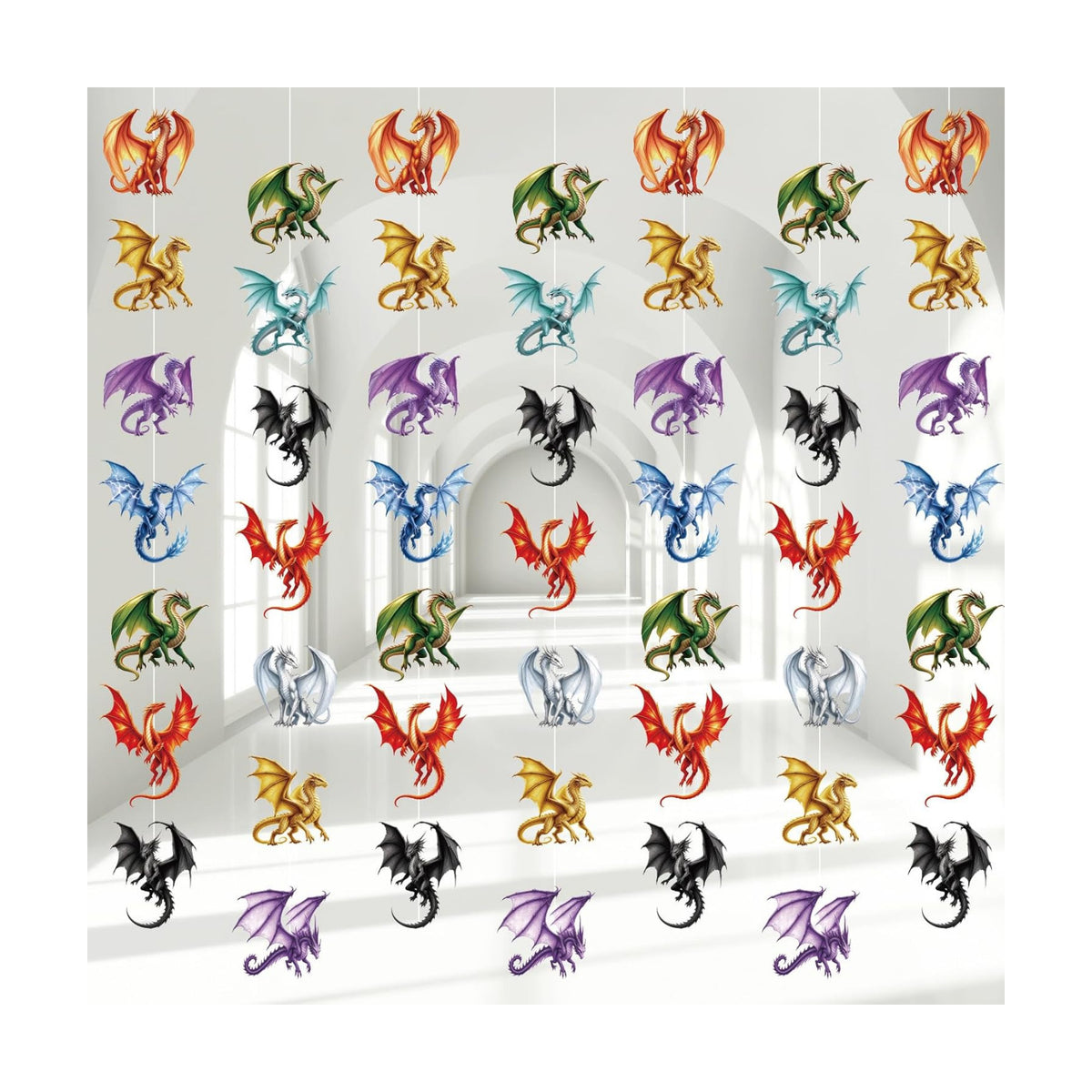 Xinnun 8 Pcs Dragon Party Decorations Dragon Hanging Banners Garland