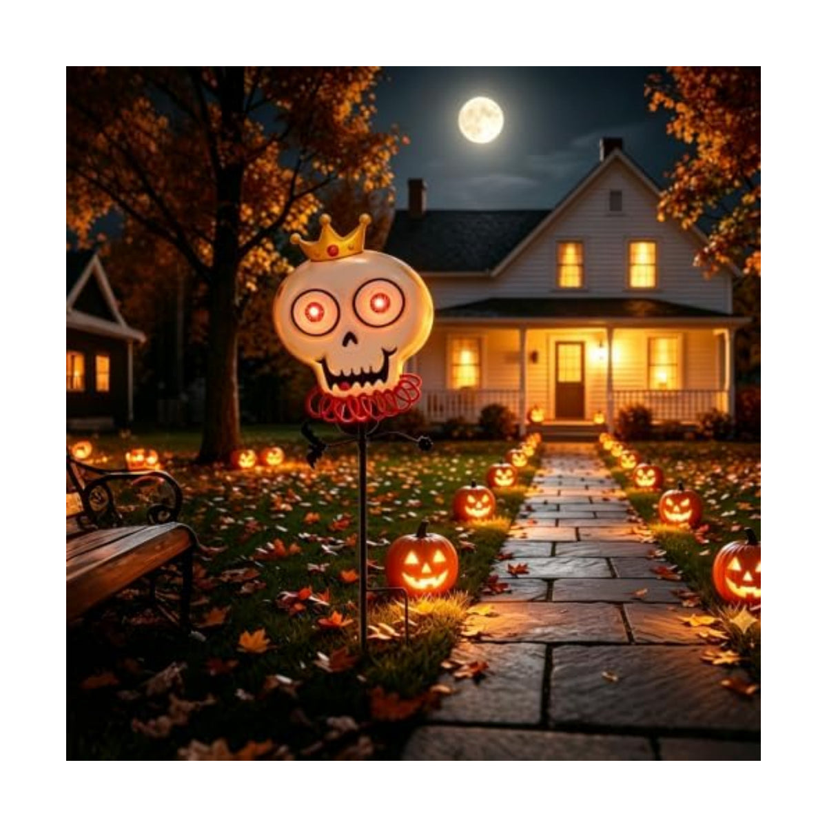 Solar Halloween Skull Garden Stake Light, Spooky Halloween Decorations