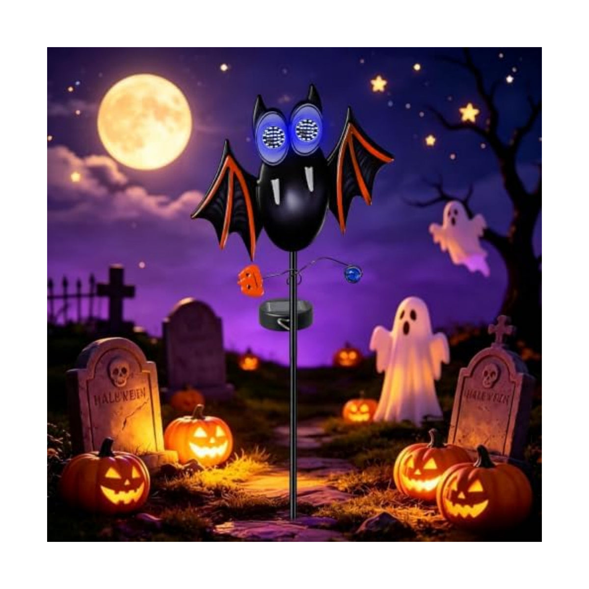 Solar Halloween Bat Garden Stake Light, Spooky Halloween Decorations