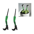 Gothic Witch Legs Plant Stakes, 3D Printed Plastic Garden Decor 2Pcs, Green